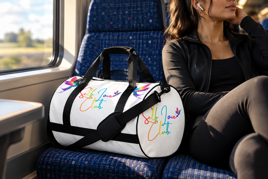Self Love Club Rainbow - White Gym Bag (Another Left Front View)