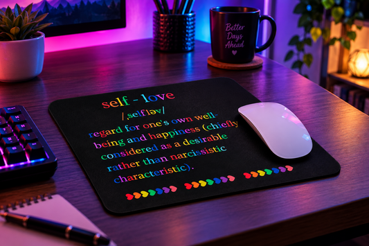 Self Love Definition Rainbow - Black Mouse Pad (Mouse Not Included)