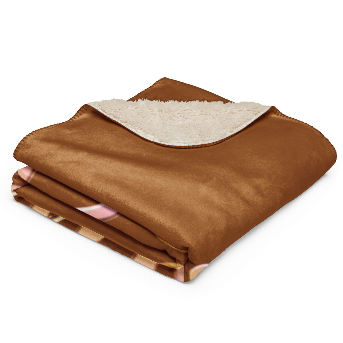 Stay Pawsitive Pink & Gold Ombre - Rich Gold Sherpa Blanket 37x57 - Folded View