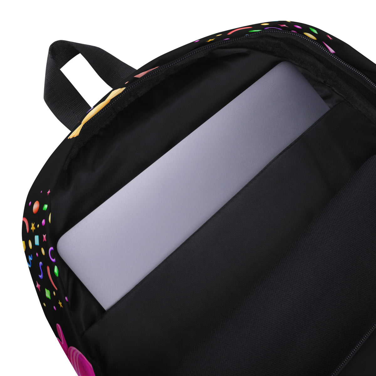 Sweet Tooth Black Backpack (Laptop Pocket View)