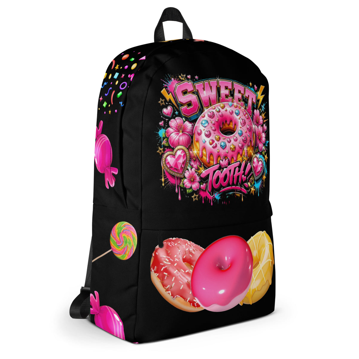 Sweet Tooth Black Backpack (Right Side View)