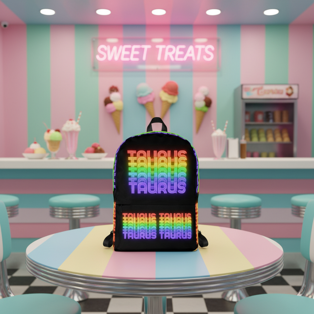 Taurus_Rainbow_-_Black_Backpack_(Front View)