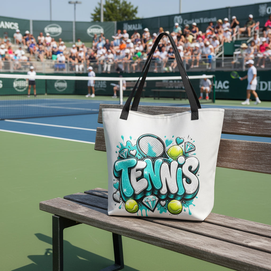 Tennis Whisper Gray Large Tote Bag 