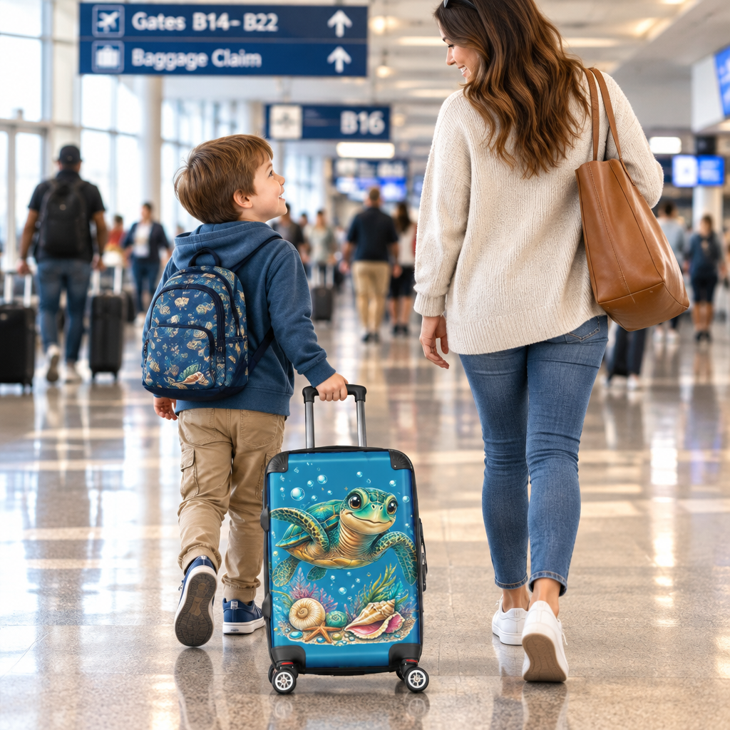 Turtle Lover - Pelorous Blue suitcase-small