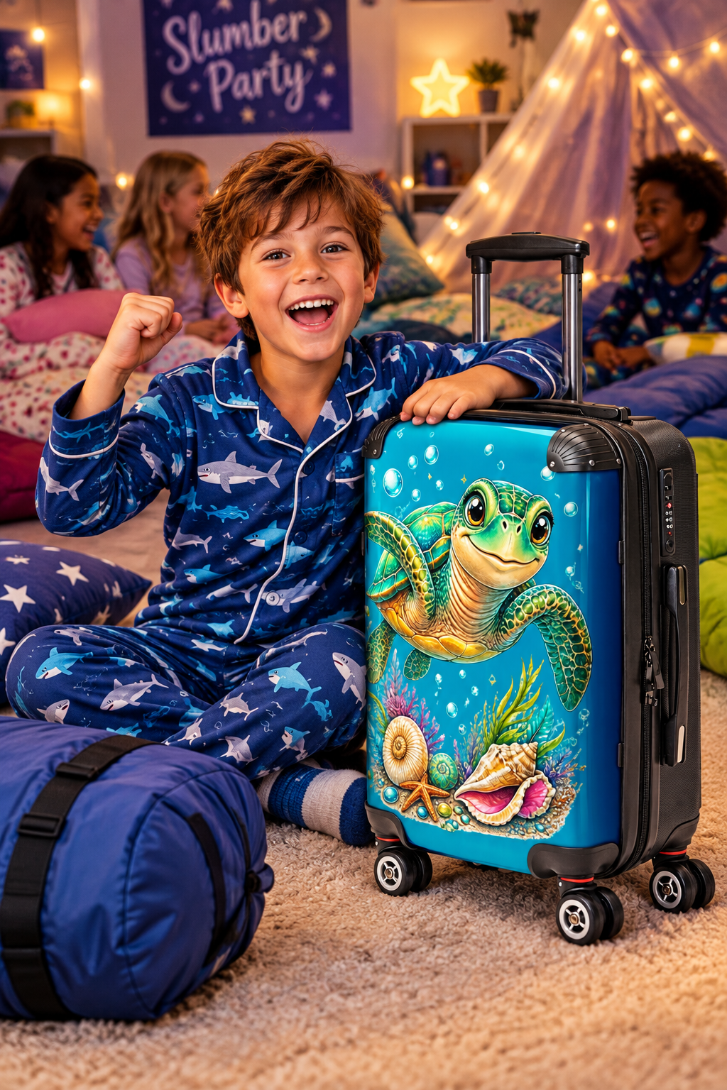 Turtle Lover - Pelorous Blue suitcase-small-left-front-
