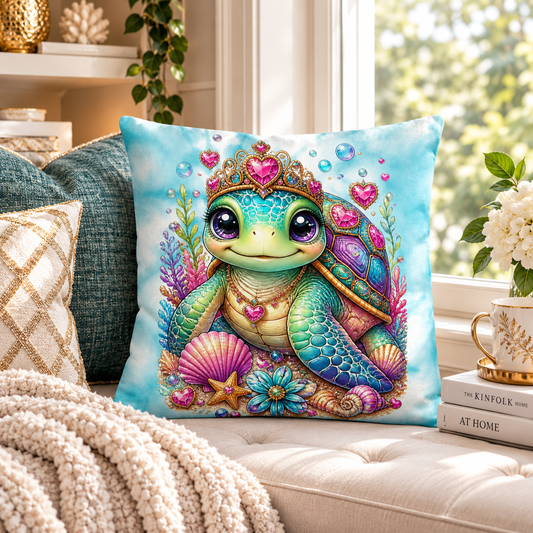 Turtle Lover Light Blue Tie Dye Blue Premium Decor Pillow 22 x 22 