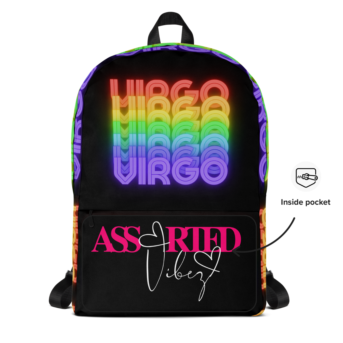Virgo Rainbow-Black Backpack Another Pocket View