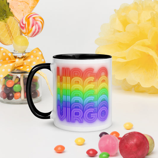 Virgo Rainbow - White Ceramic Mug with Black Color Trim 11-oz. (Left Handle View)