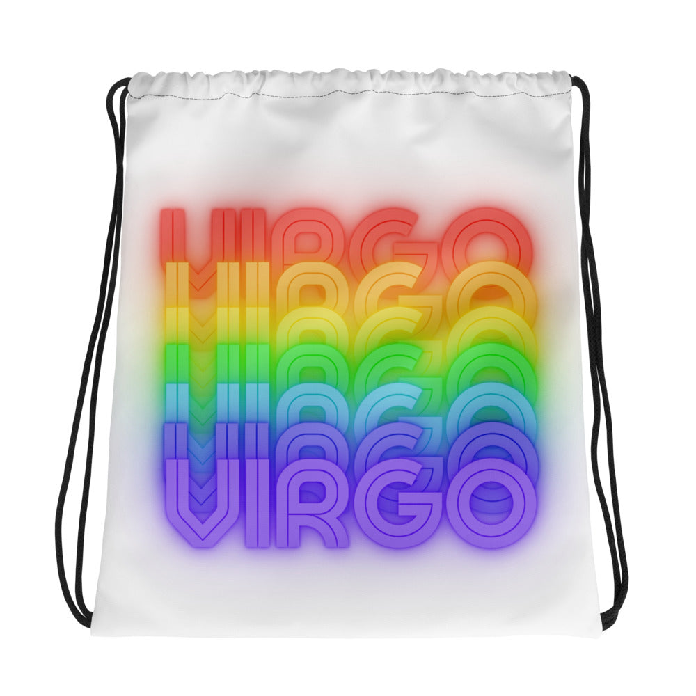Virgo Rainbow - White Drawstring Bag 