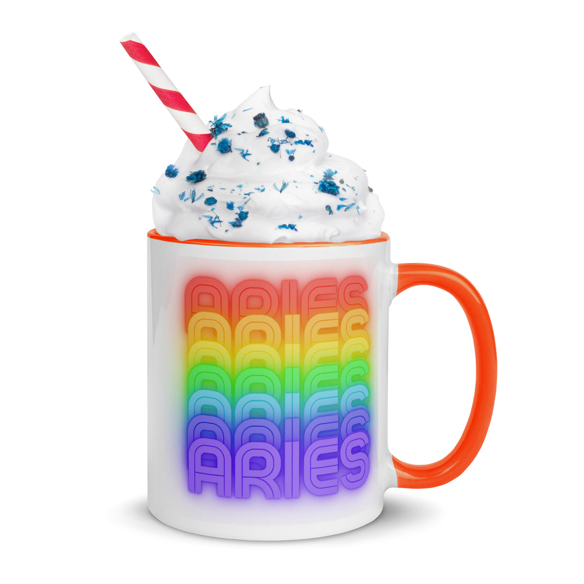 Aries Rainbow White Coffee Mug with Color Trim Inside & Handle - 11 oz.